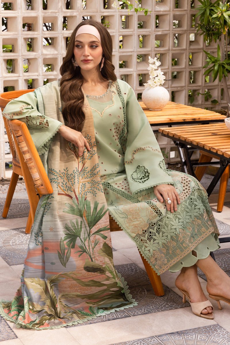 Rangrasiya | Carnation Luxury Festive Edit 25 | Areha-Brand:Rangrasiya-Type:Ladies Clothes-Light Pistachio-Lawn-House of Maryam- Buy in UK, USA