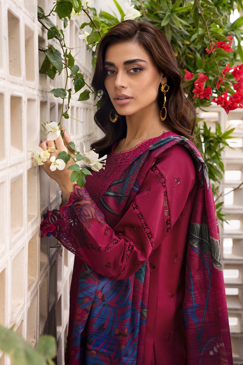 Rangrasiya | Carnation Luxury Festive Edit 25 | Aria-Brand:Rangrasiya-Type:Ladies Clothes-Berry Red-Lawn-House of Maryam- Buy in UK, USA