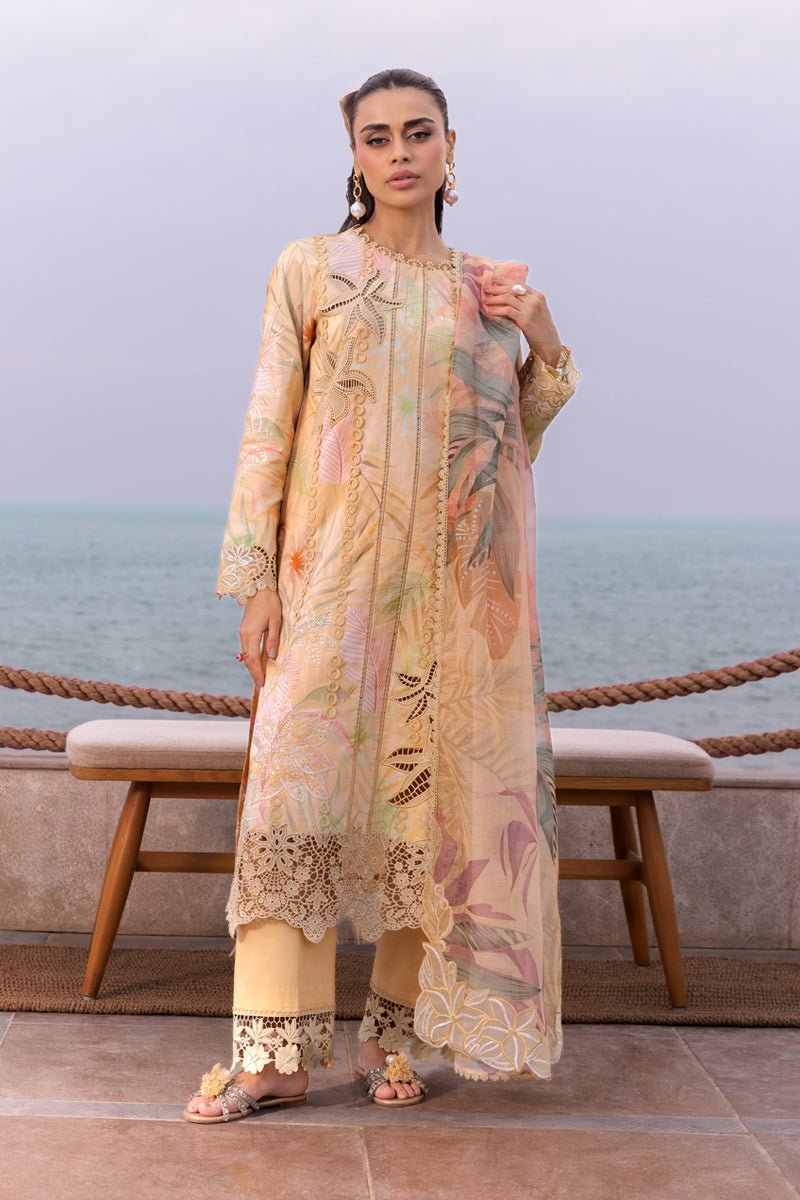 Rangrasiya | Carnation Luxury Festive Edit 25 | Ezra-Brand:Rangrasiya-Type:Ladies Clothes-Pale Yellow-Lawn-House of Maryam- Buy in UK, USA