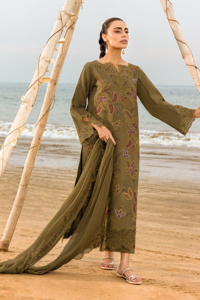 Rangrasiya | Carnation Luxury Festive Edit 25 | Leah-Brand:Rangrasiya-Type:Ladies Clothes-Olive Green-Lawn-House of Maryam- Buy in UK, USA