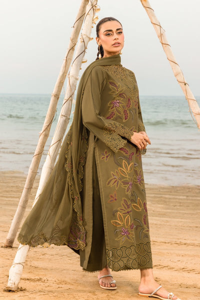Rangrasiya | Carnation Luxury Festive Edit 25 | Leah-Brand:Rangrasiya-Type:Ladies Clothes-Olive Green-Lawn-House of Maryam- Buy in UK, USA