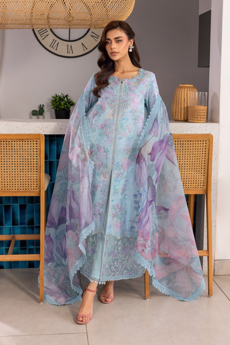 Rangrasiya | Carnation Luxury Festive Edit 25 | Leeza-Brand:Rangrasiya-Type:Ladies Clothes-Light Blue-Lawn-House of Maryam- Buy in UK, USA