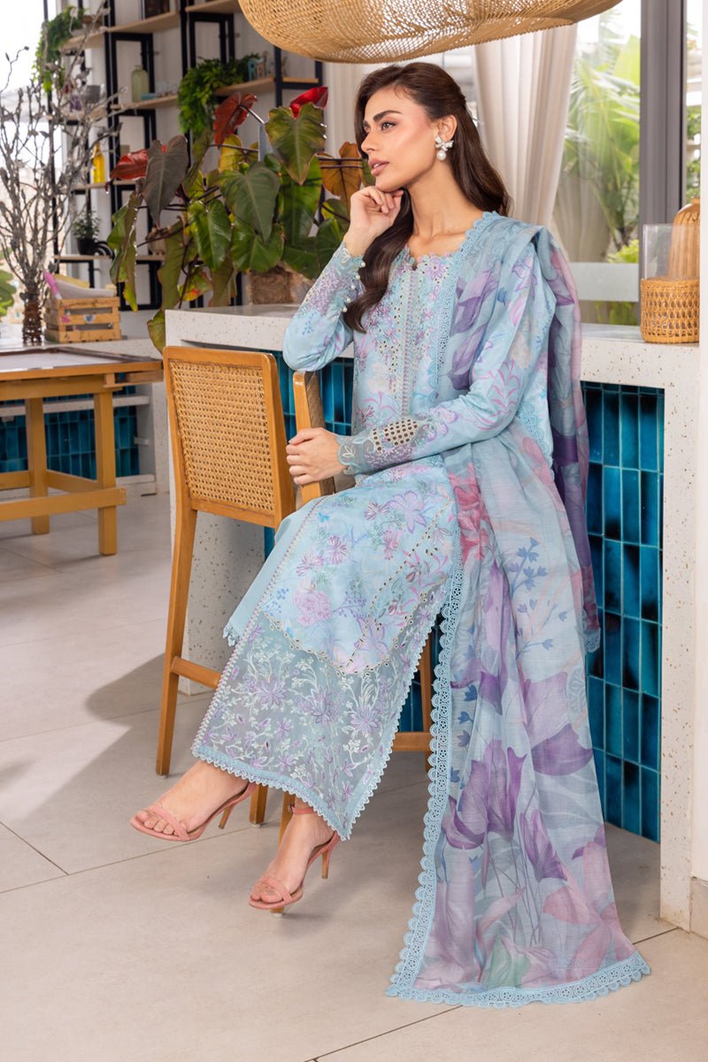 Rangrasiya | Carnation Luxury Festive Edit 25 | Leeza-Brand:Rangrasiya-Type:Ladies Clothes-Light Blue-Lawn-House of Maryam- Buy in UK, USA