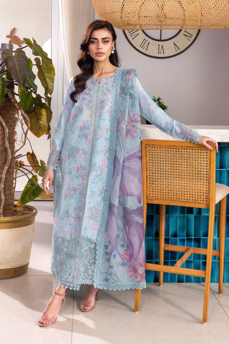 Rangrasiya | Carnation Luxury Festive Edit 25 | Leeza-Brand:Rangrasiya-Type:Ladies Clothes-Light Blue-Lawn-House of Maryam- Buy in UK, USA