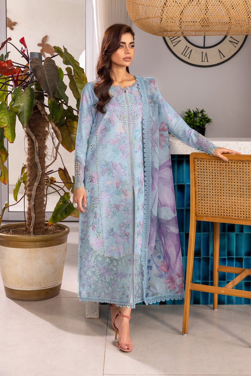 Rangrasiya | Carnation Luxury Festive Edit 25 | Leeza-Brand:Rangrasiya-Type:Ladies Clothes-Light Blue-Lawn-House of Maryam- Buy in UK, USA