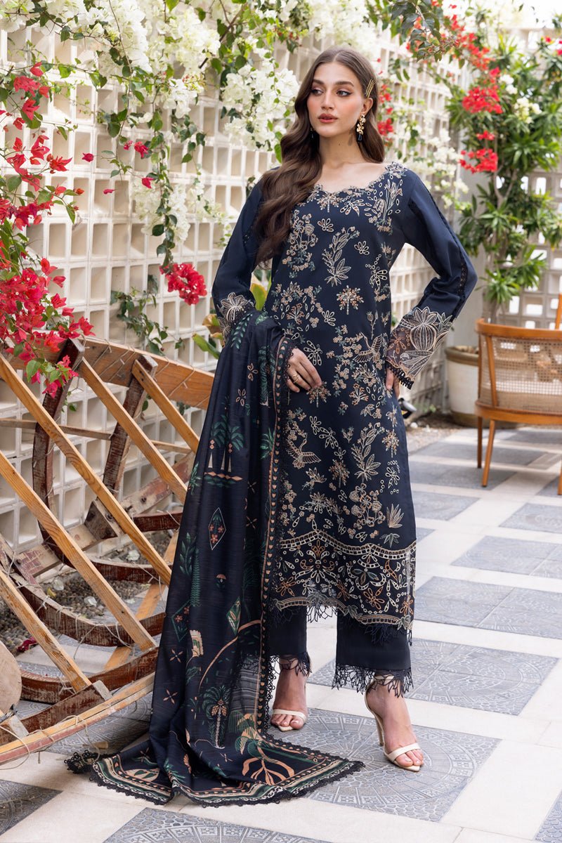 Rangrasiya | Carnation Luxury Festive Edit 25 | Liaro-Brand:Rangrasiya-Type:Ladies Clothes-Navy Blue-Lawn-House of Maryam- Buy in UK, USA
