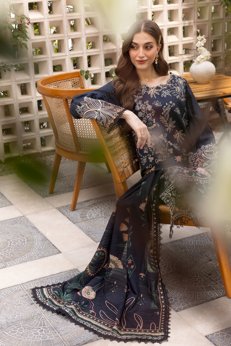 Rangrasiya | Carnation Luxury Festive Edit 25 | Liaro-Brand:Rangrasiya-Type:Ladies Clothes-Navy Blue-Lawn-House of Maryam- Buy in UK, USA
