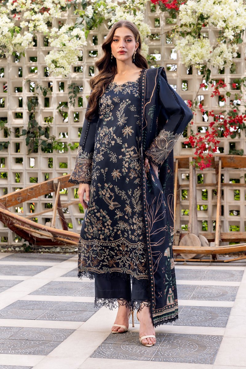 Rangrasiya | Carnation Luxury Festive Edit 25 | Liaro-Brand:Rangrasiya-Type:Ladies Clothes-Navy Blue-Lawn-House of Maryam- Buy in UK, USA