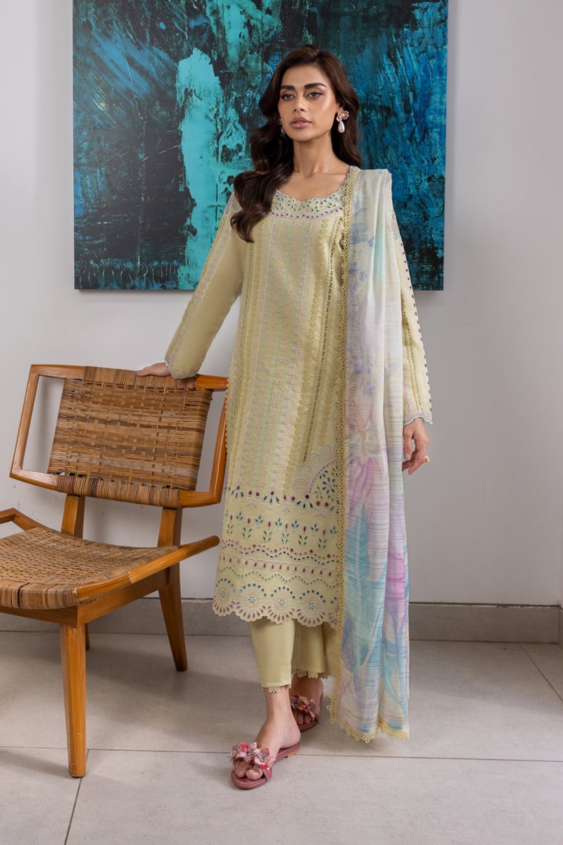 Rangrasiya | Carnation Luxury Festive Edit 25 | Nora-Brand:Rangrasiya-Type:Ladies Clothes-Pale Yellow-Lawn-House of Maryam- Buy in UK, USA
