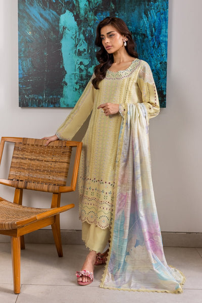 Rangrasiya | Carnation Luxury Festive Edit 25 | Nora-Brand:Rangrasiya-Type:Ladies Clothes-Pale Yellow-Lawn-House of Maryam- Buy in UK, USA