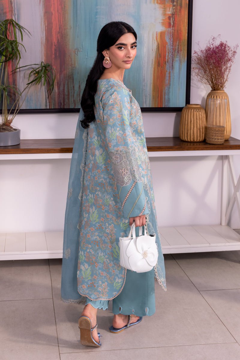 Rangrasiya | Carnation Luxury Festive Edit 25 | Zoey-Brand:Rangrasiya-Type:Ladies Clothes-Light Blue Gray-Lawn-House of Maryam- Buy in UK, USA
