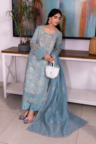 Rangrasiya | Carnation Luxury Festive Edit 25 | Zoey-Brand:Rangrasiya-Type:Ladies Clothes-Light Blue Gray-Lawn-House of Maryam- Buy in UK, USA