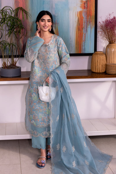 Rangrasiya | Carnation Luxury Festive Edit 25 | Zoey-Brand:Rangrasiya-Type:Ladies Clothes-Light Blue Gray-Lawn-House of Maryam- Buy in UK, USA
