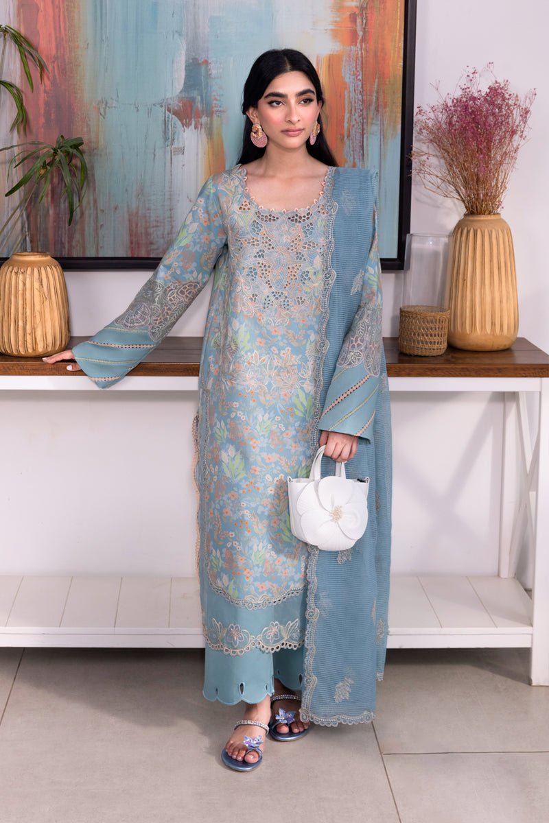 Rangrasiya | Carnation Luxury Festive Edit 25 | Zoey-Brand:Rangrasiya-Type:Ladies Clothes-Light Blue Gray-Lawn-House of Maryam- Buy in UK, USA