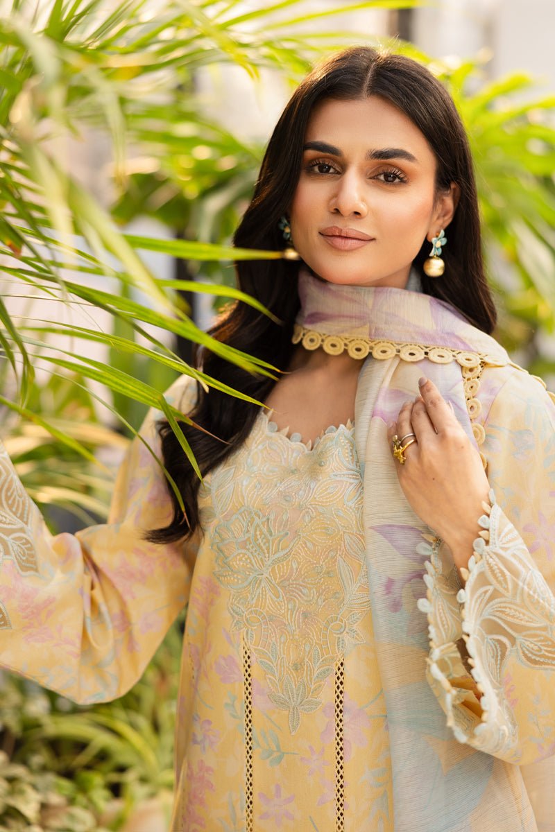 Rangrasiya | Lifestyle Summer Edit 25 | Hazel-Brand:Rangrasiya-Type:Ladies Clothes-Pale Yellow-Lawn-House of Maryam- Buy in UK, USA