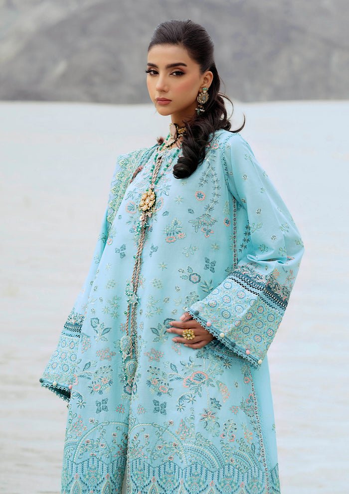 Rangrasiya | Lifestyle Summer Edit 25 | LOOK 03-Brand:Aik Atelier-Type:Ladies Clothes-Light Blue-Lawn-House of Maryam- Buy in UK, USA