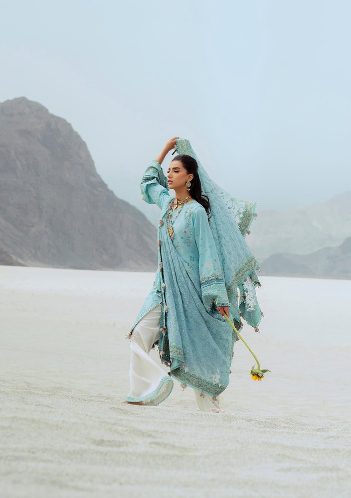 Rangrasiya | Lifestyle Summer Edit 25 | LOOK 03-Brand:Aik Atelier-Type:Ladies Clothes-Light Blue-Lawn-House of Maryam- Buy in UK, USA