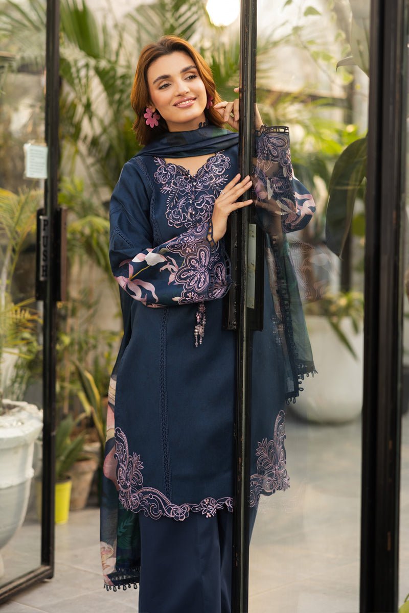 Rangrasiya | Lifestyle Summer Edit 25 | Luna-Brand:Rangrasiya-Type:Ladies Clothes-Navy Blue-Lawn-House of Maryam- Buy in UK, USA