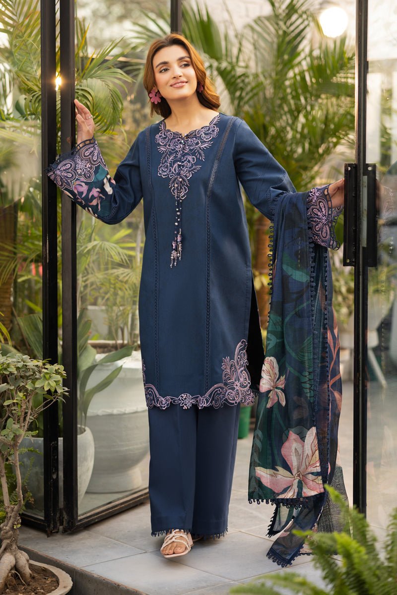 Rangrasiya | Lifestyle Summer Edit 25 | Luna-Brand:Rangrasiya-Type:Ladies Clothes-Navy Blue-Lawn-House of Maryam- Buy in UK, USA