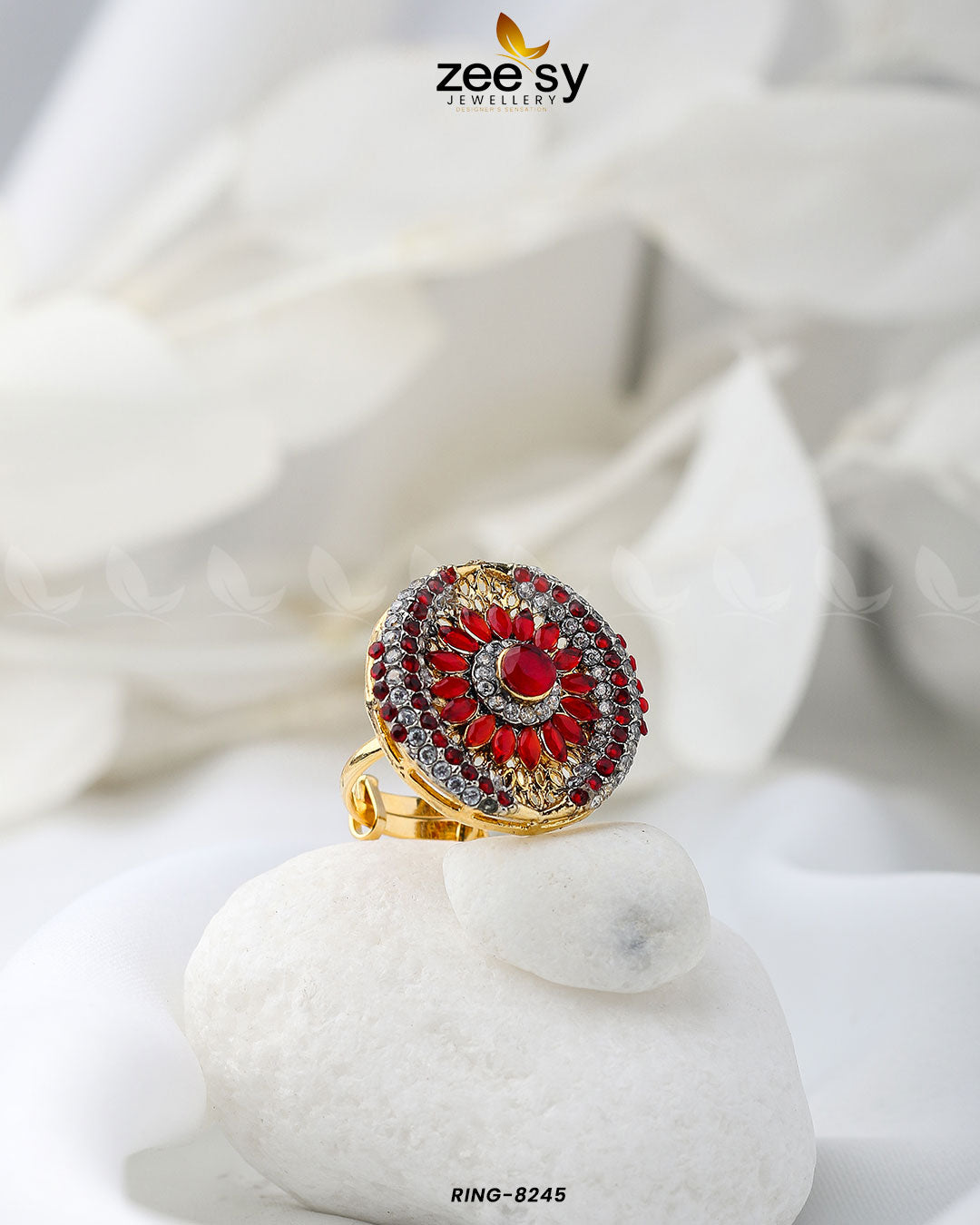 Zircon Cluster Ring-8245 -  Zeesy Rings - Original Designer Dress - House of Maryam