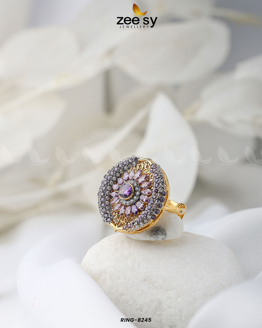 Zircon Cluster Ring-8245 -  Zeesy Rings - Original Designer Dress - House of Maryam