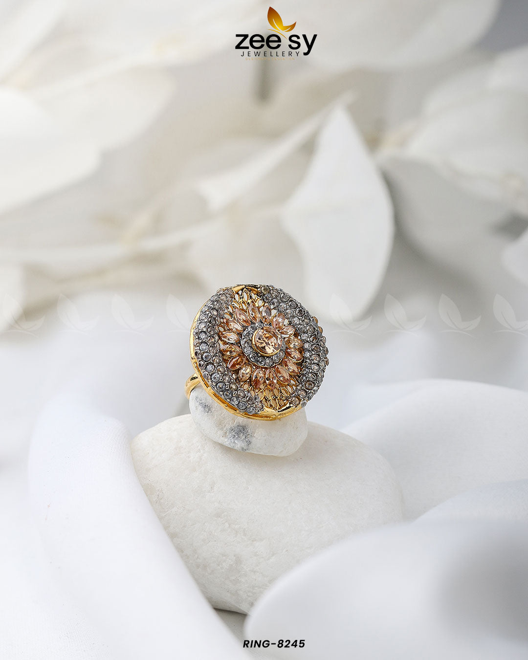 Zircon Cluster Ring-8245 -  Zeesy Rings - Original Designer Dress - House of Maryam