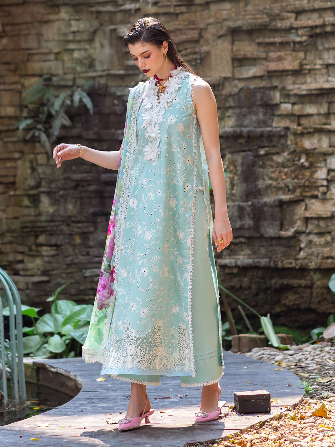 Roheenaz | Dahlia Embroidered Lawn 24 | Zinnia -  Roheenaz Luxury - Original Designer Dress - House of Maryam
