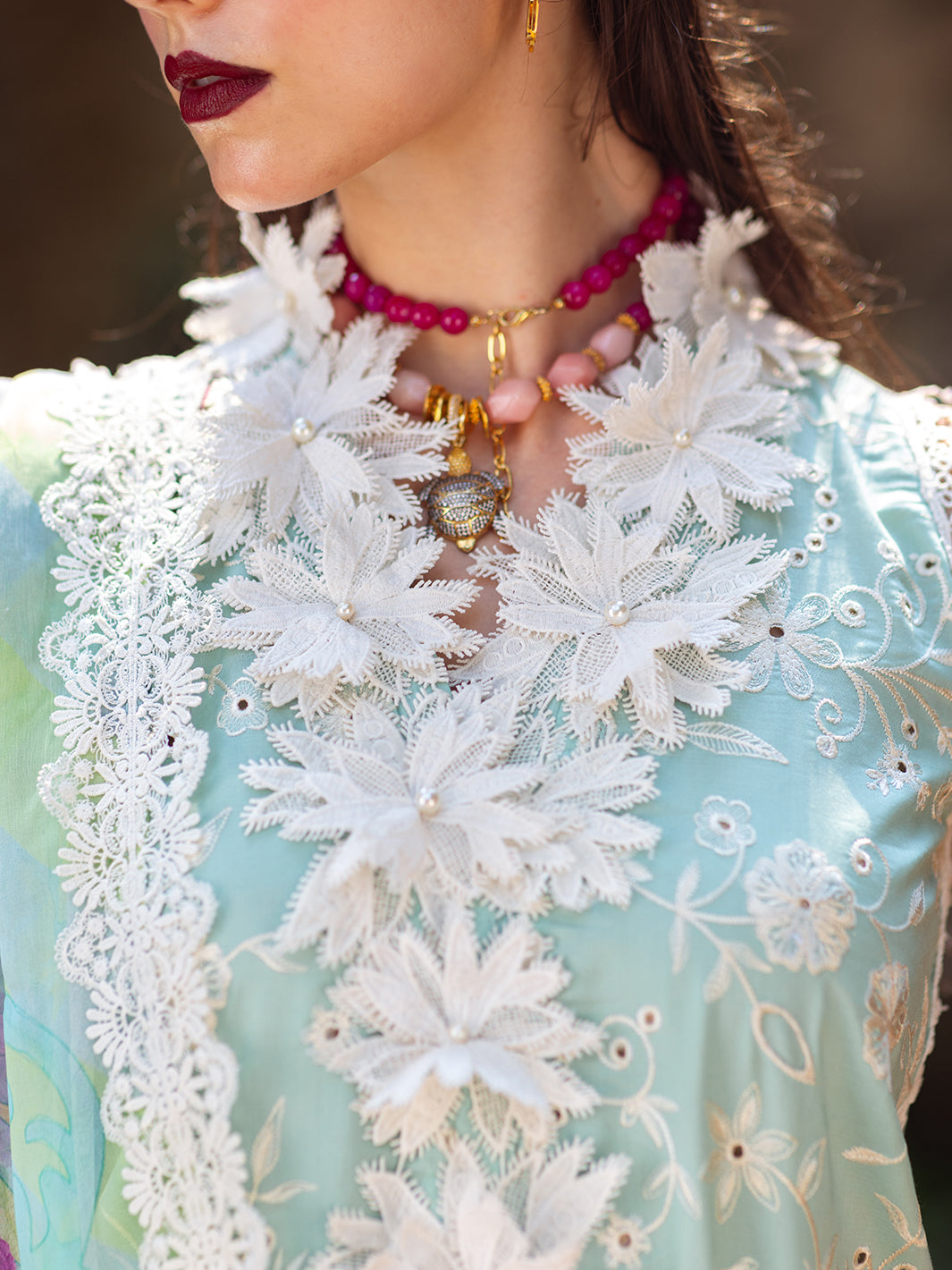 Roheenaz | Dahlia Embroidered Lawn 24 | Zinnia -  Roheenaz Luxury - Original Designer Dress - House of Maryam