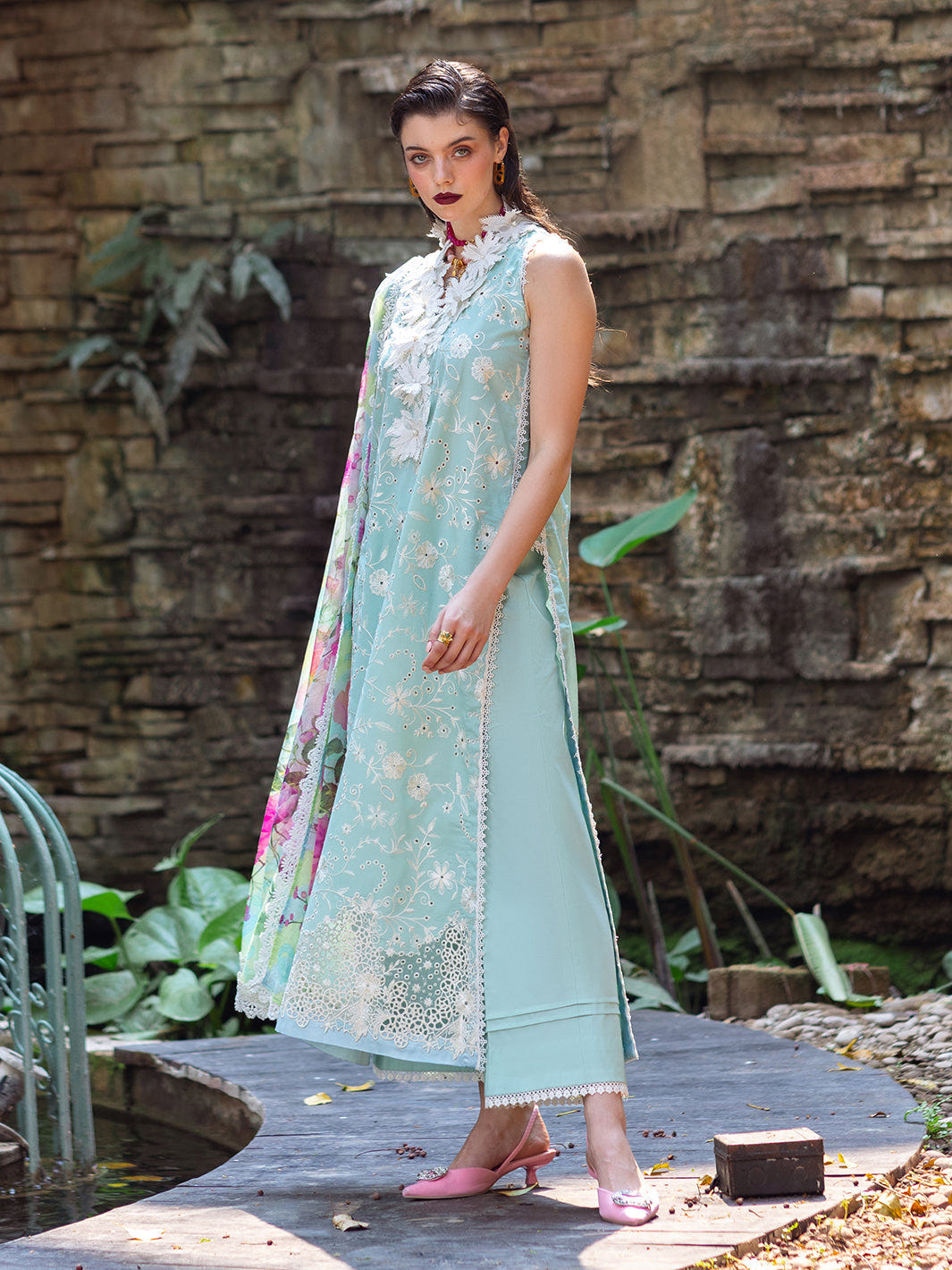 Roheenaz | Dahlia Embroidered Lawn 24 | Zinnia -  Roheenaz Luxury - Original Designer Dress - House of Maryam