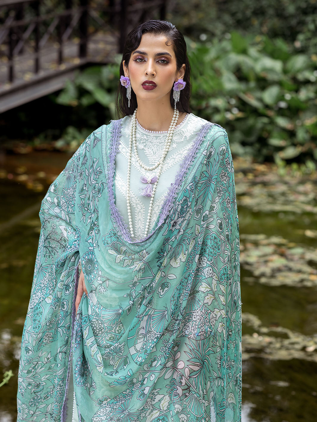 Roheenaz | Dahlia Embroidered Lawn 24 | Gardenia -  Roheenaz Luxury -  House of Maryam