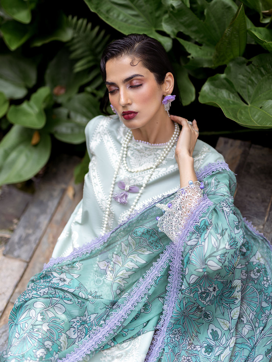 Roheenaz | Dahlia Embroidered Lawn 24 | Gardenia -  Roheenaz Luxury - Original Designer Dress - House of Maryam