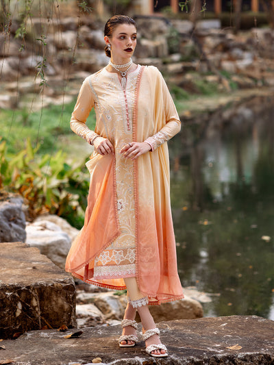 Roheenaz | Dahlia Embroidered Lawn 24 | Magnolia -  Roheenaz Luxury - Original Designer Dress - House of Maryam