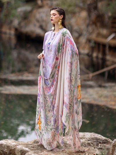 Roheenaz | Dahlia Embroidered Lawn 24 | Iris -  Roheenaz Luxury - Original Designer Dress - House of Maryam