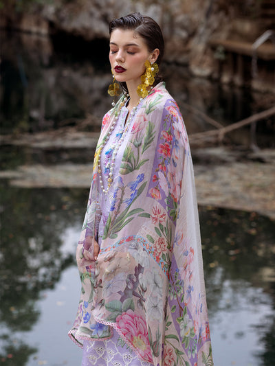 Roheenaz | Dahlia Embroidered Lawn 24 | Iris -  Roheenaz Luxury - Original Designer Dress - House of Maryam