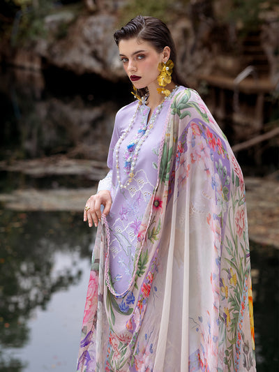 Roheenaz | Dahlia Embroidered Lawn 24 | Iris -  Roheenaz Luxury - Original Designer Dress - House of Maryam