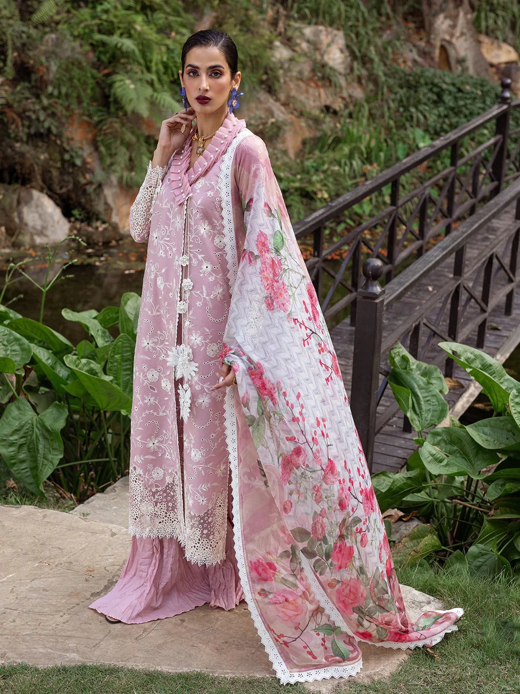 Roheenaz | Dahlia Embroidered Lawn 24 | Lily -  Roheenaz Luxury - Original Designer Dress - House of Maryam