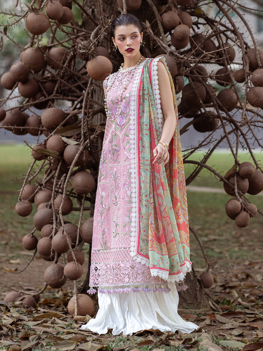 Roheenaz | Dahlia Embroidered Lawn 24 | Peony -  Roheenaz Luxury -  House of Maryam