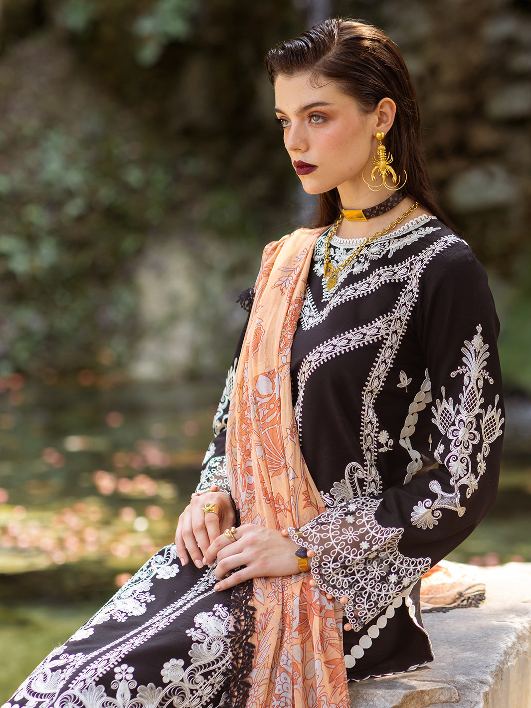 Roheenaz | Dahlia Embroidered Lawn 24 | Celandine by Designer Roheenaz - House of Maryam - Pakistani Designer Ethnic Wear in {{ shop.shopifyCountryName }}