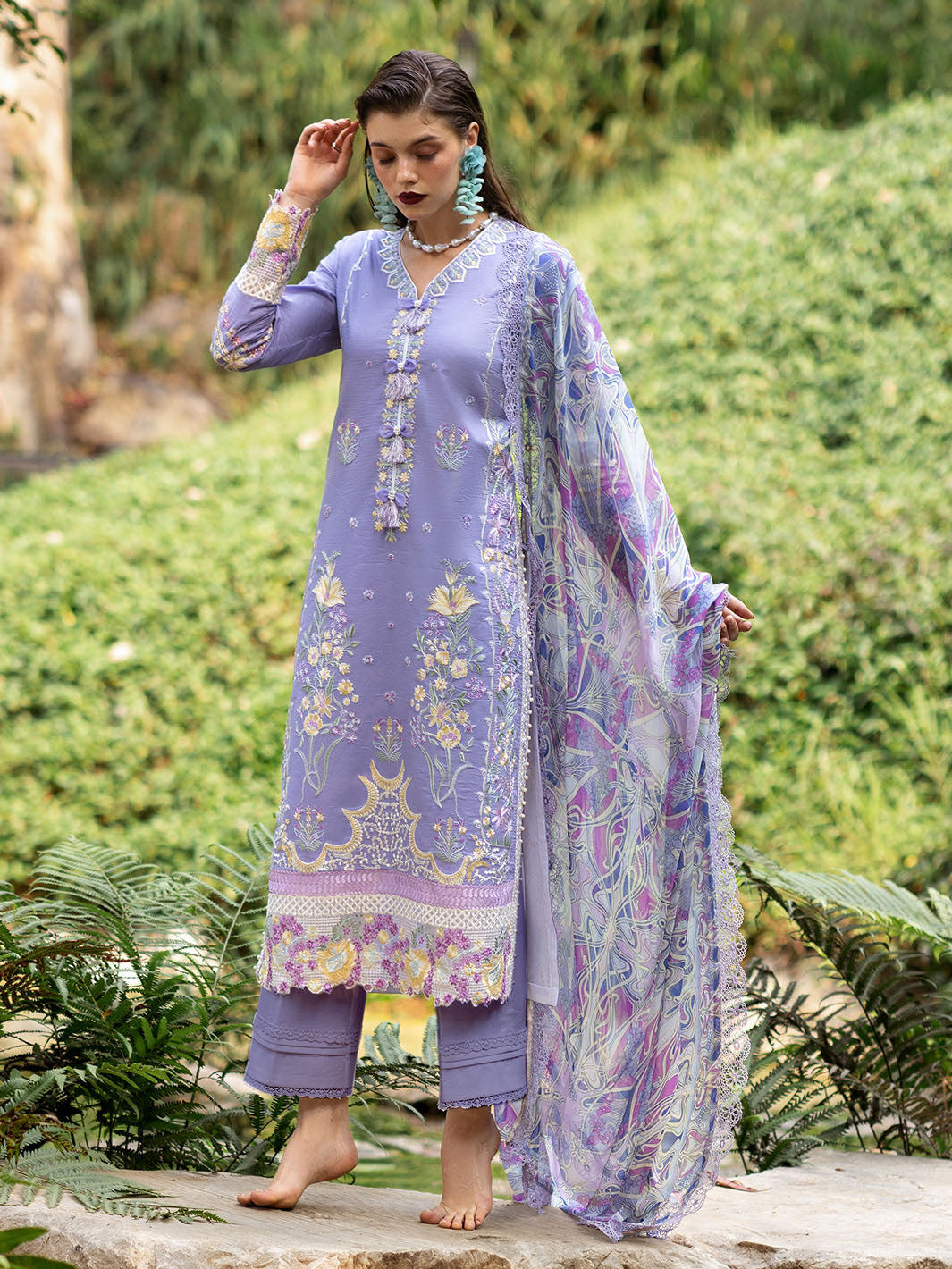 Roheenaz | Dahlia Embroidered Lawn 24 | Aster -  Roheenaz Luxury - Original Designer Dress - House of Maryam