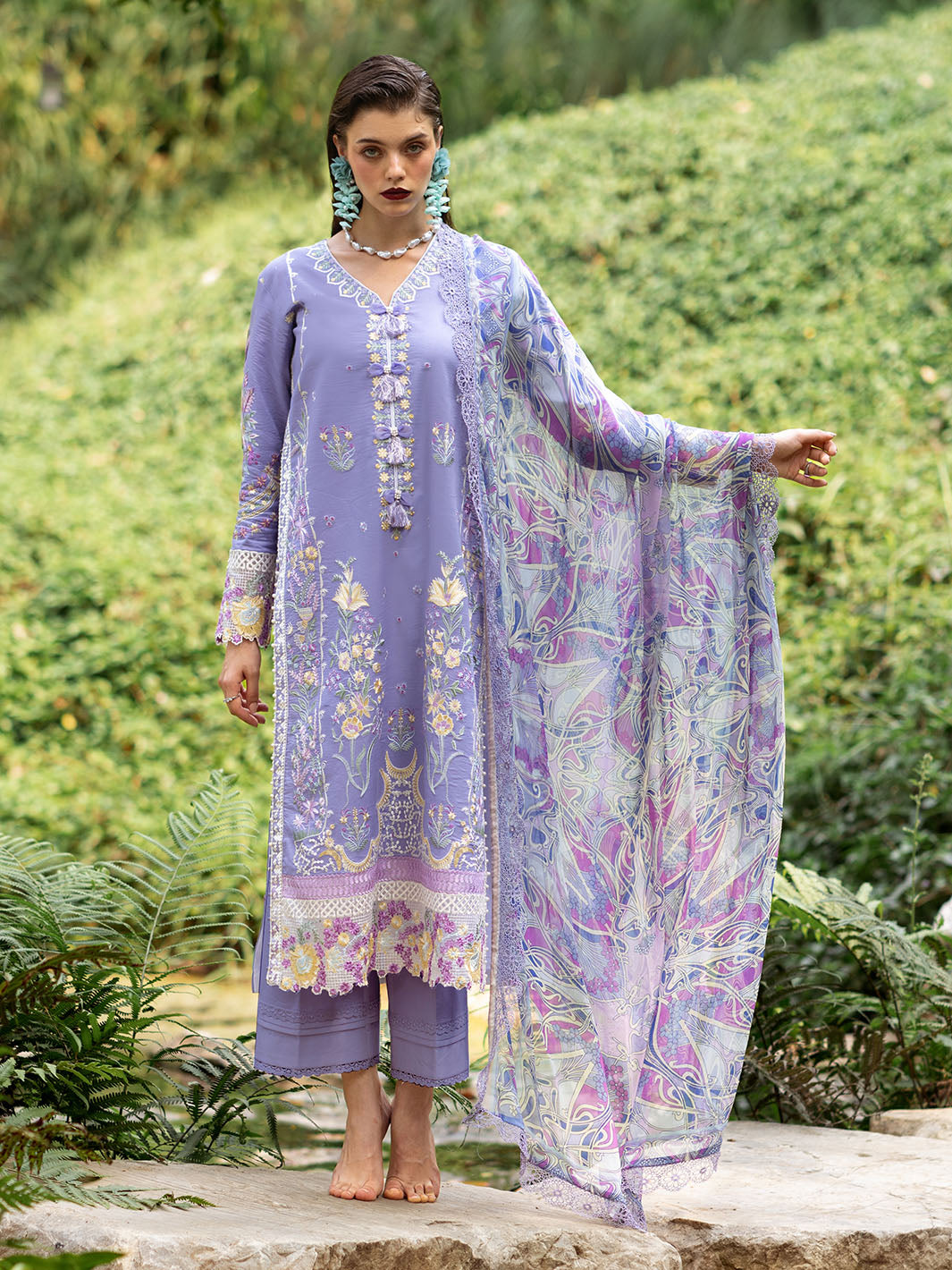 Roheenaz | Dahlia Embroidered Lawn 24 | Aster -  Roheenaz Luxury - Original Designer Dress - House of Maryam