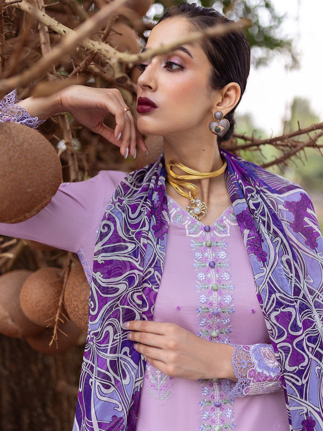 Roheenaz | Dahlia Embroidered Lawn 24 | Hyacinth -  Roheenaz Luxury -  House of Maryam