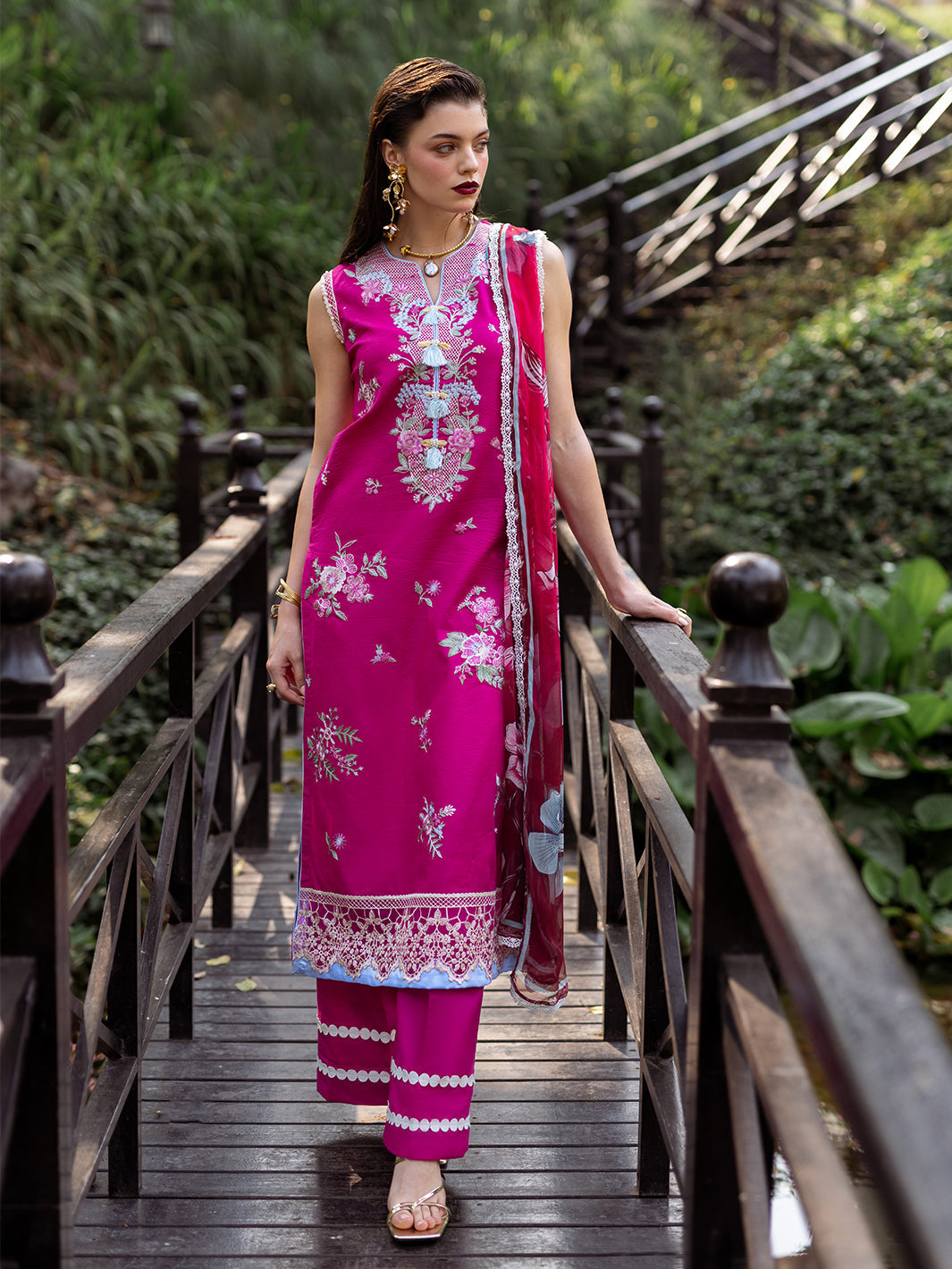 Roheenaz | Dahlia Embroidered Lawn 24 | Camellia -  Roheenaz Luxury -  House of Maryam