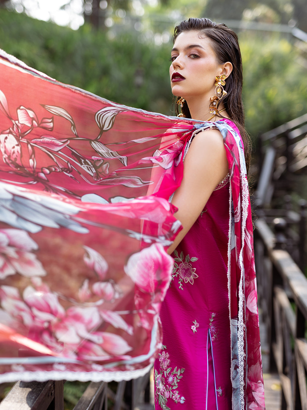 Roheenaz | Dahlia Embroidered Lawn 24 | Camellia -  Roheenaz Luxury -  House of Maryam