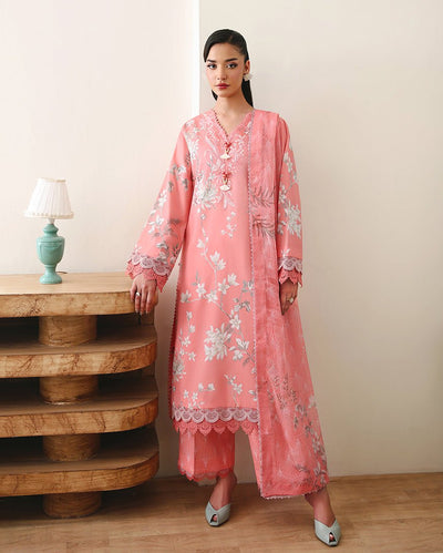 Roheenaz | Eclat Garden Printed Lawn | Azalea Grace-Brand:Roheenaz-Type:Ladies Clothes-Peach Pink-Lawn-House of Maryam- Buy in UK, USA