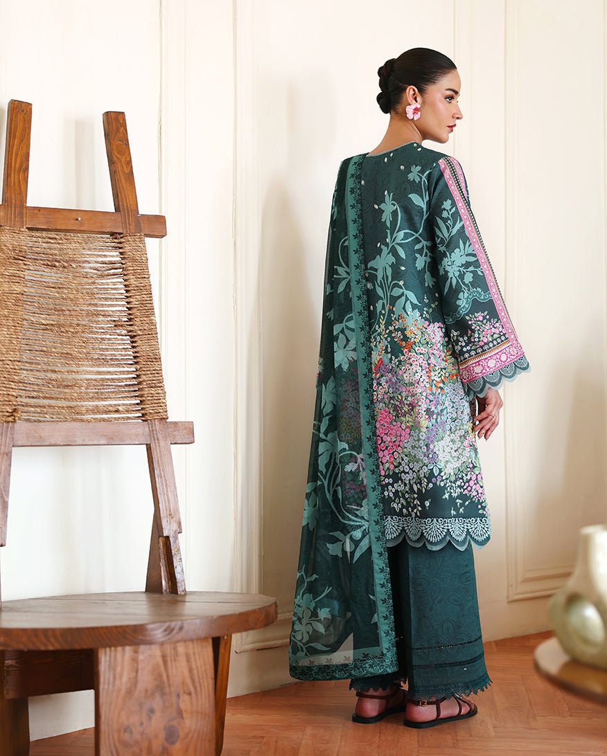 Roheenaz | Eclat Garden Printed Lawn | Buttercup Bloom-Brand:Roheenaz-Type:Ladies Clothes-Sage Green-Lawn-House of Maryam- Buy in UK, USA