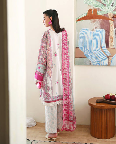 Roheenaz | Eclat Garden Printed Lawn | Coral Hibiscus-Brand:Roheenaz-Type:Ladies Clothes-White-Lawn-House of Maryam- Buy in UK, USA