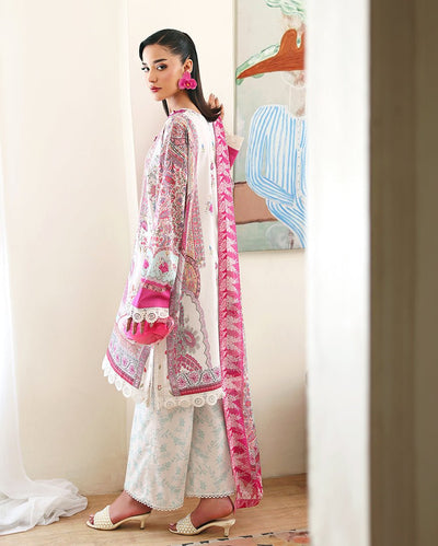 Roheenaz | Eclat Garden Printed Lawn | Coral Hibiscus-Brand:Roheenaz-Type:Ladies Clothes-White-Lawn-House of Maryam- Buy in UK, USA