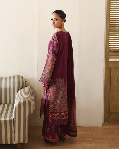 Roheenaz | Eclat Garden Printed Lawn | Dahlia Dream-Brand:Roheenaz-Type:Ladies Clothes-Magenta-Lawn-House of Maryam- Buy in UK, USA