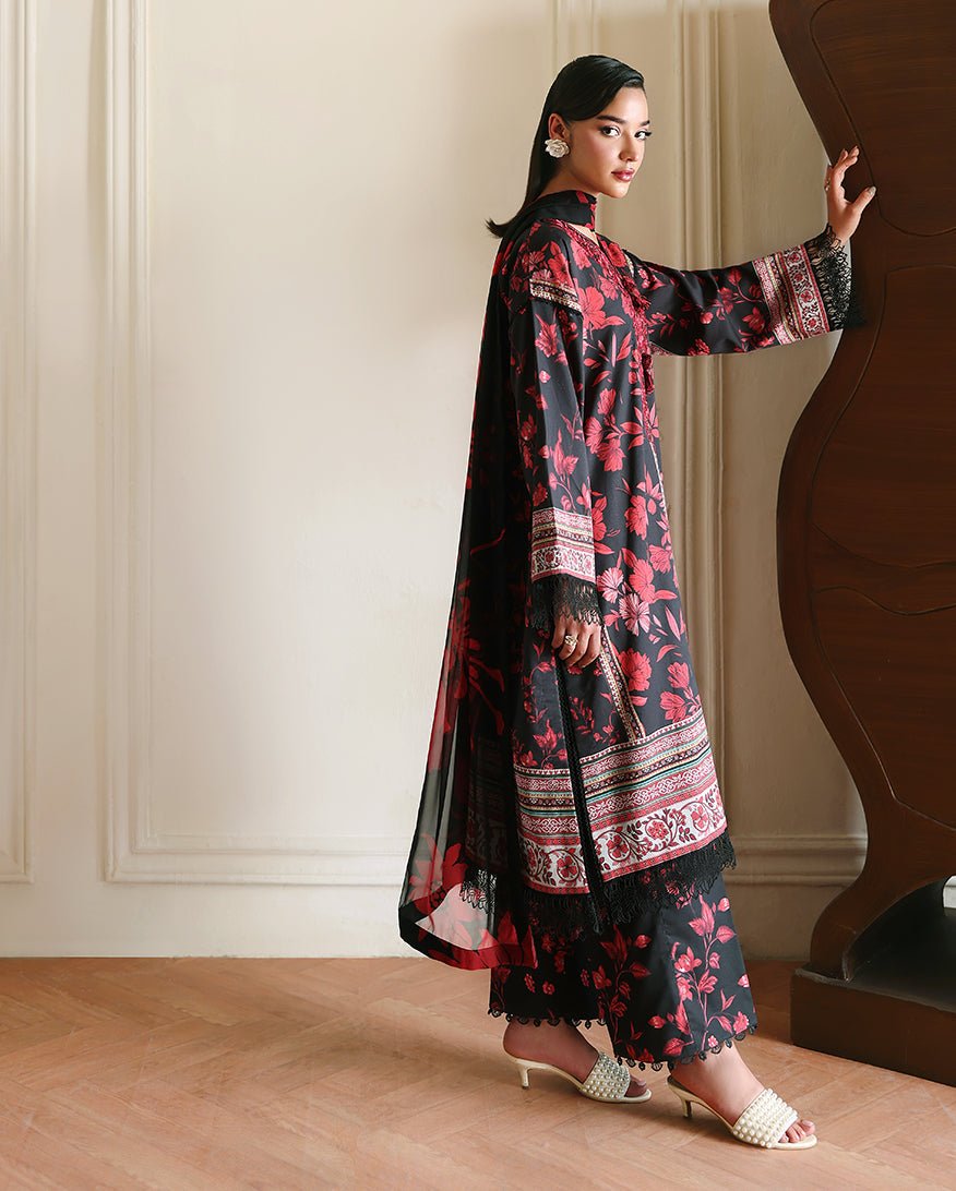 Roheenaz | Eclat Garden Printed Lawn | Iris Garden-Brand:Roheenaz-Type:Ladies Clothes-Black-Lawn-House of Maryam- Buy in UK, USA
