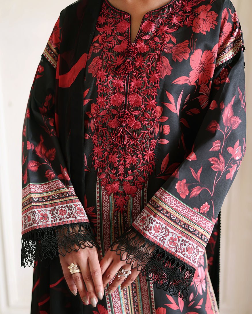 Roheenaz | Eclat Garden Printed Lawn | Iris Garden-Brand:Roheenaz-Type:Ladies Clothes-Black-Lawn-House of Maryam- Buy in UK, USA